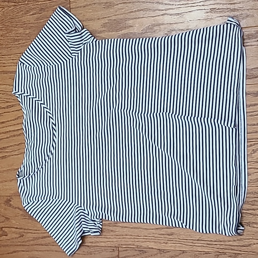 Talbots 100% Cotton Blue and White Striped Top Petite Large